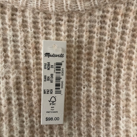Madewell Beige Ivory Ribbed Pullover Sweater 2X - Picture 8 of 10